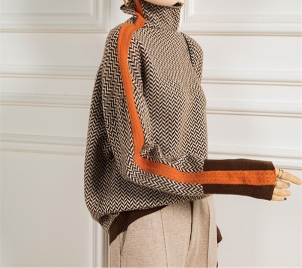 Desiree | Herringbone Luxe Turtleneck