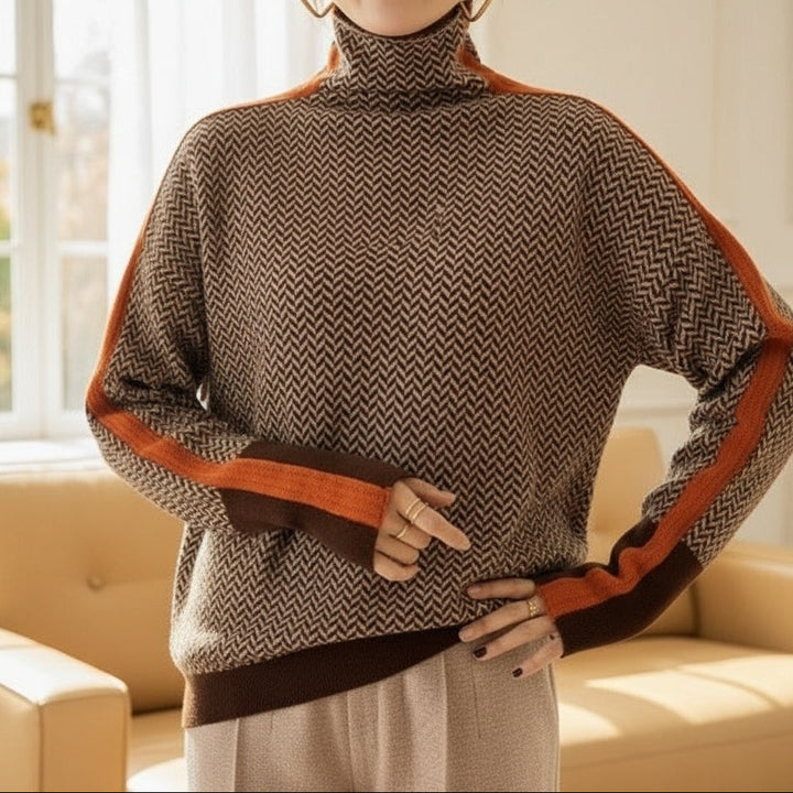 Desiree | Herringbone Luxe Turtleneck