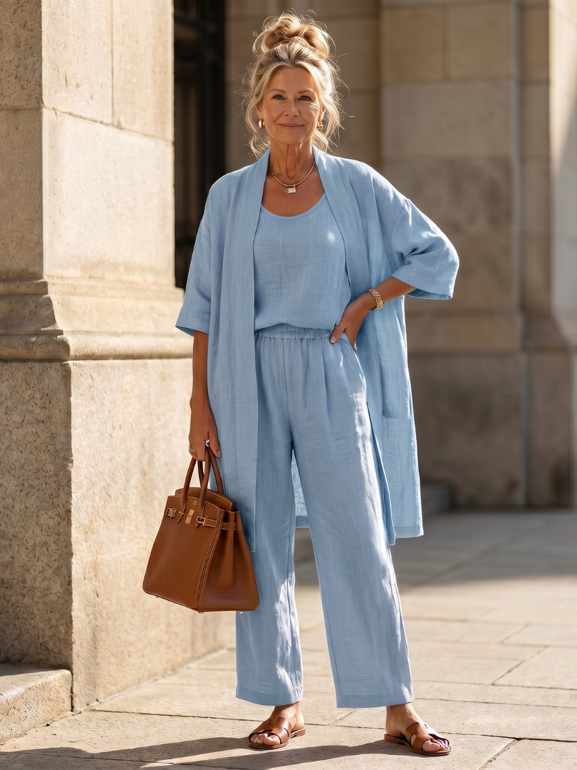 Odalys | Set sa opuštenim topom i pantalonama od tri dela
