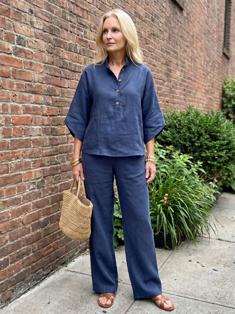 Priscille | Set tunike i pantalona sa dugmadi