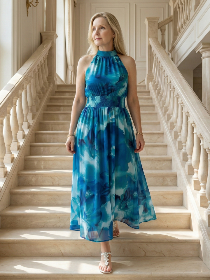 Lilette | Midi halter haljina sa nabranim strukom