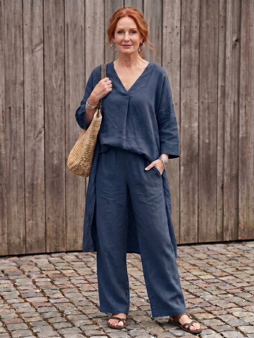 Veronique | Dugačka Tunika i Široke Pantalone Set