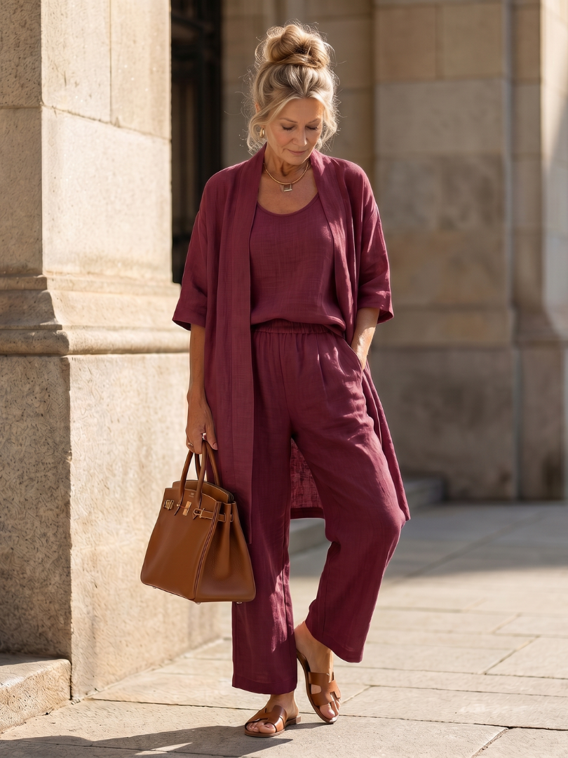 Odalys | Set sa opuštenim topom i pantalonama od tri dela