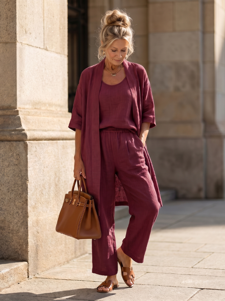 Odalys | Set sa opuštenim topom i pantalonama od tri dela
