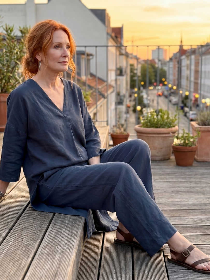 Veronique | Dugačka Tunika i Široke Pantalone Set
