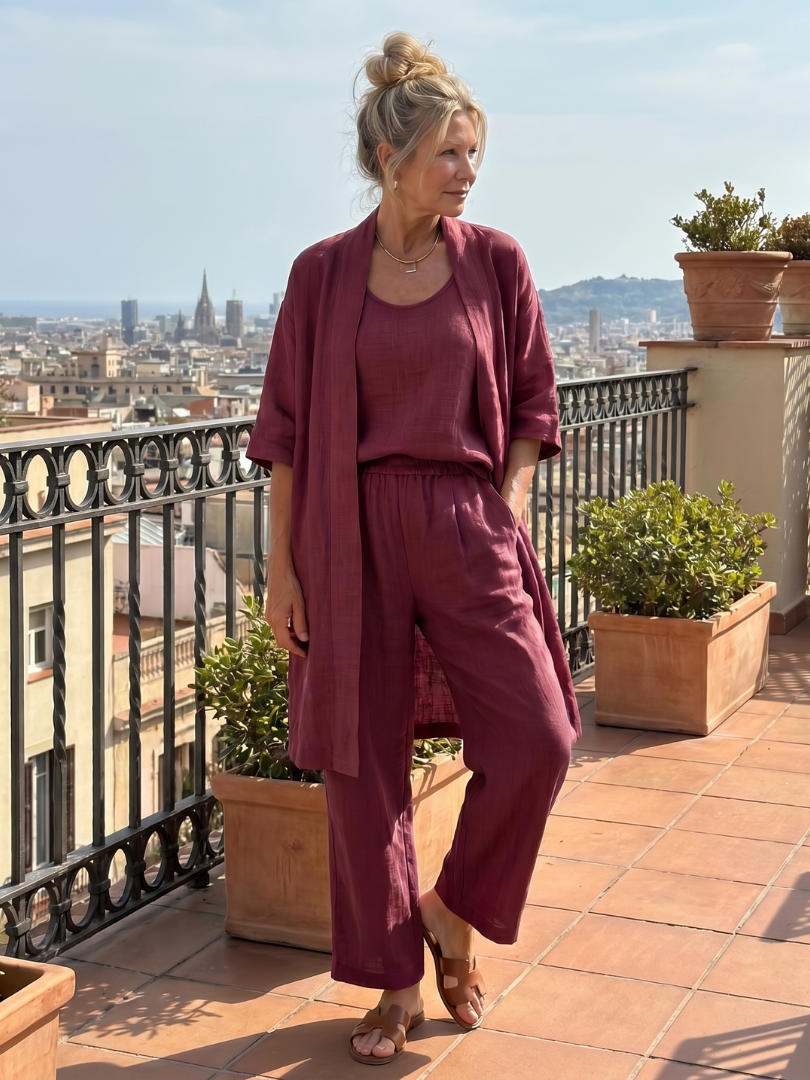 Odalys | Set sa opuštenim topom i pantalonama od tri dela