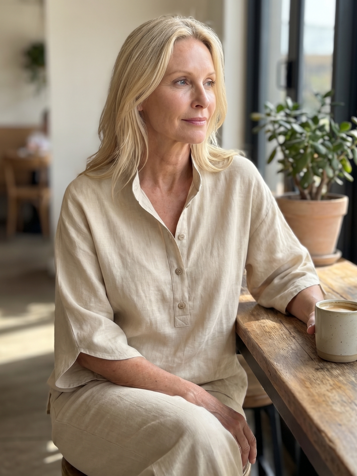 Priscille | Set tunike i pantalona sa dugmadi