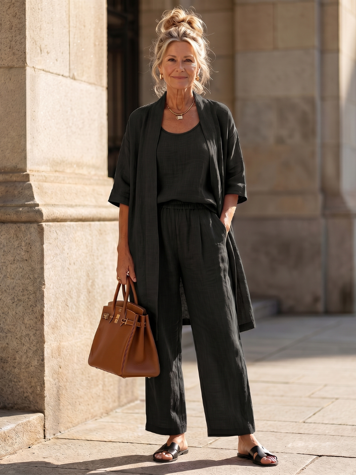 Odalys | Set sa opuštenim topom i pantalonama od tri dela