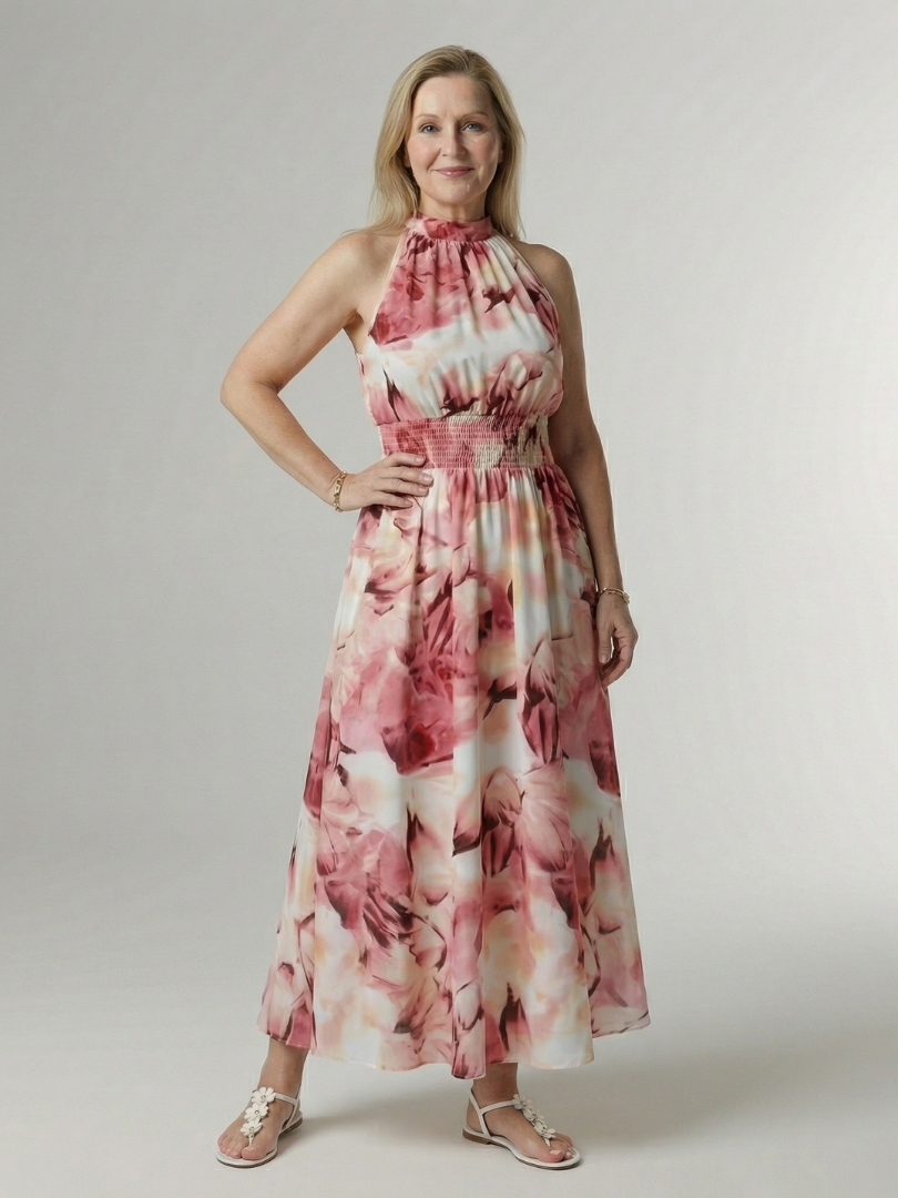Lilette | Midi halter haljina sa nabranim strukom