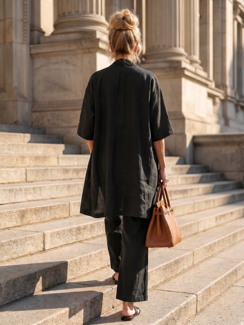 Odalys | Set sa opuštenim topom i pantalonama od tri dela