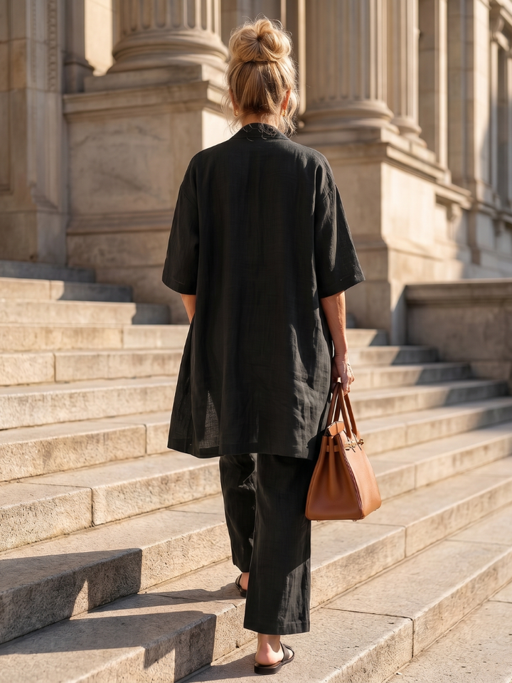 Odalys | Set sa opuštenim topom i pantalonama od tri dela