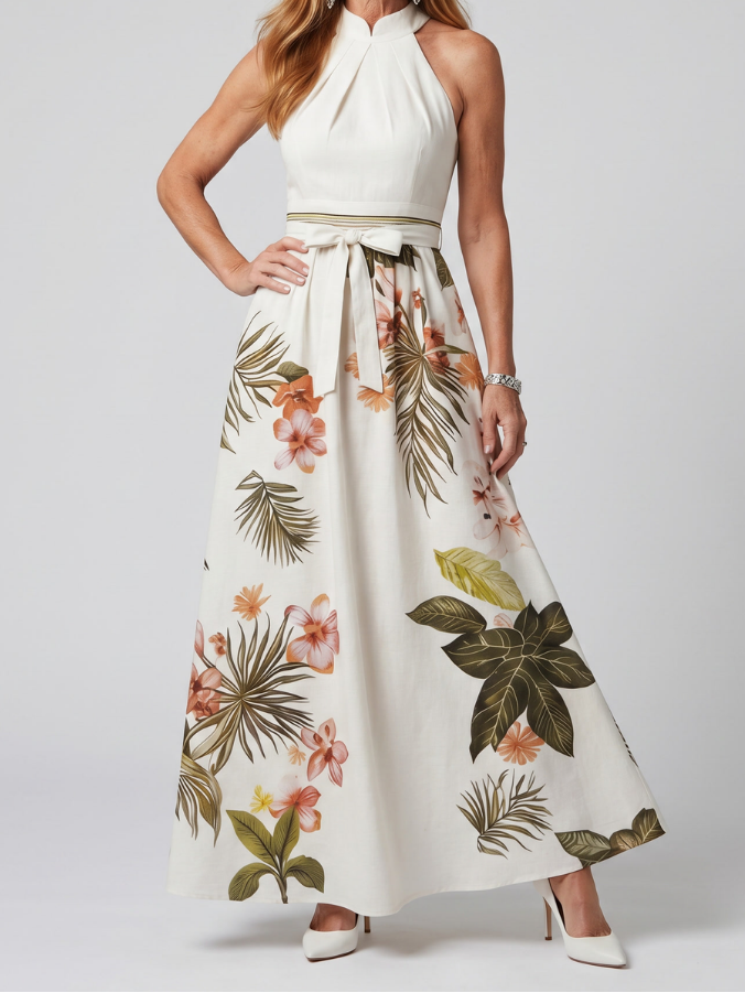 Esperanza | Halter Botanička Panel Maxi Haljina