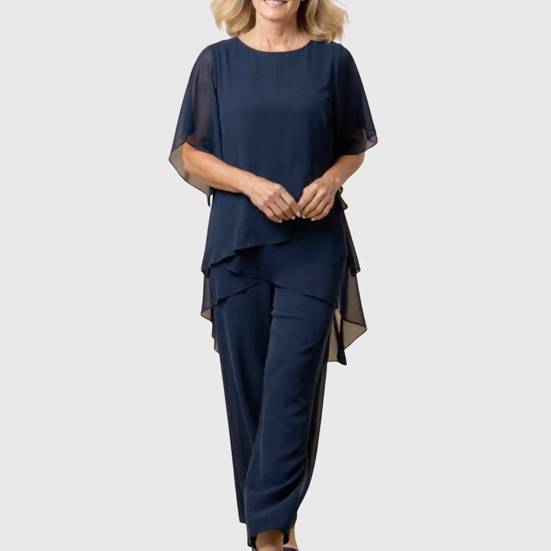 Katell | Odelo sa drapiranim palazzo pantalonama