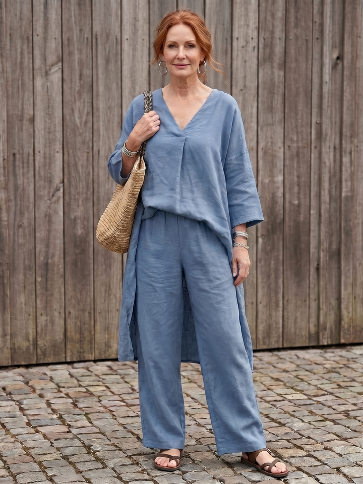 Veronique | Dugačka Tunika i Široke Pantalone Set