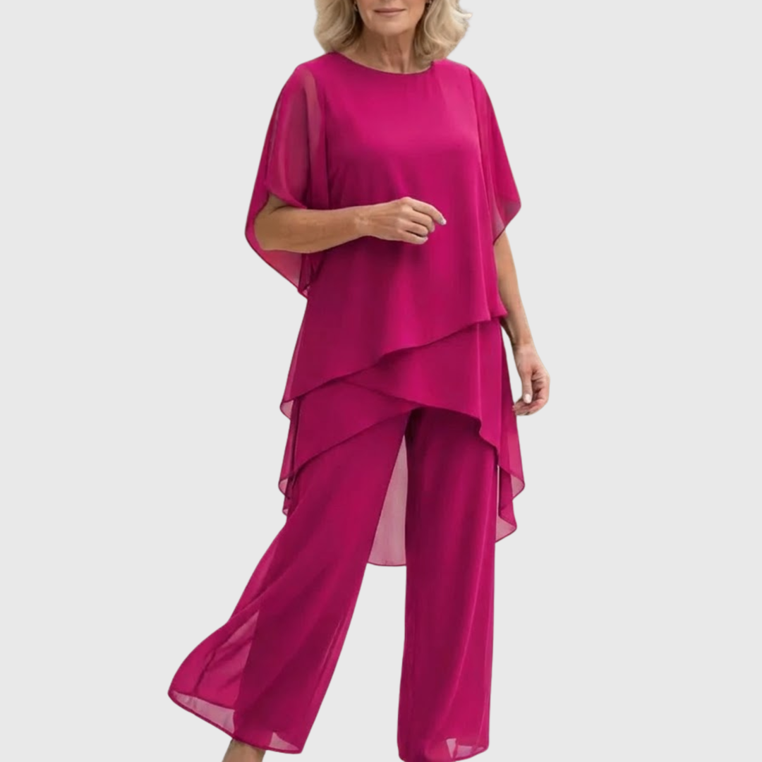 Katell | Odelo sa drapiranim palazzo pantalonama