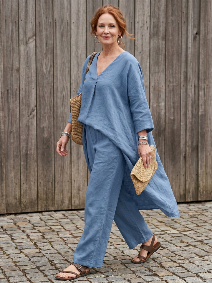 Veronique | Dugačka Tunika i Široke Pantalone Set
