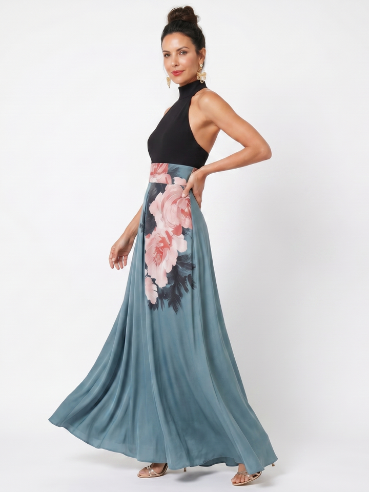 Zelie | Halter korzet cvetni maksi haljina