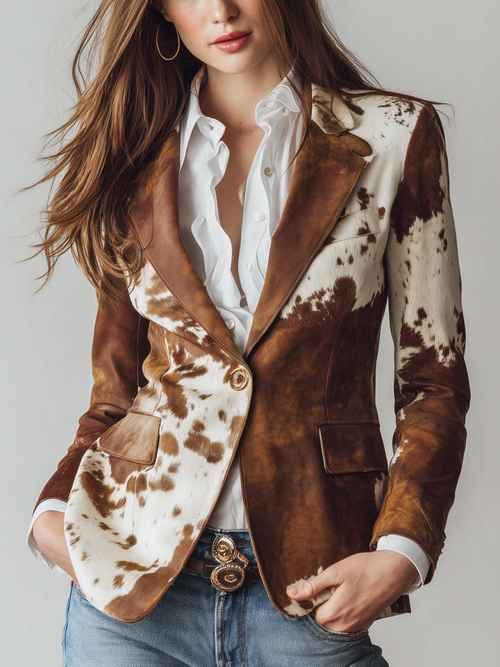 Irene Kožni Print Ekološki Suede Blazer
