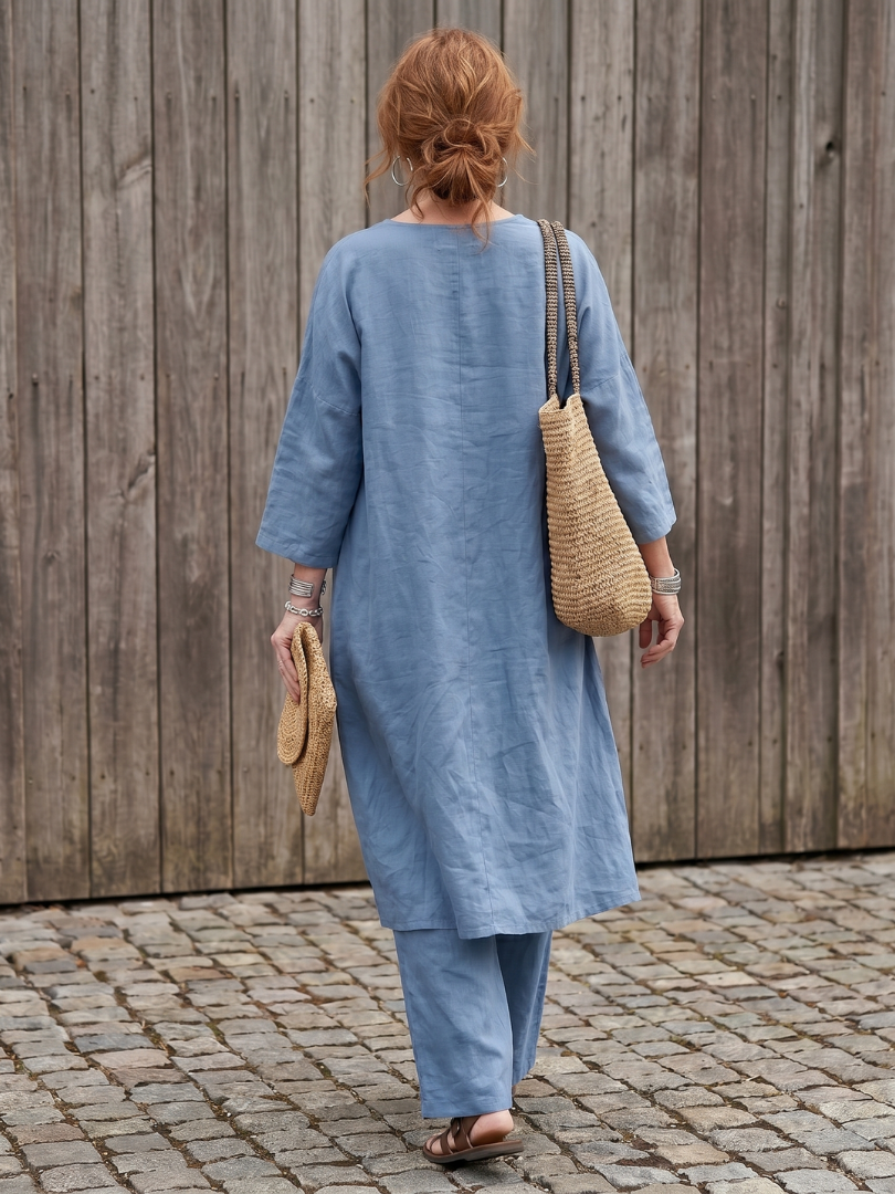 Veronique | Dugačka Tunika i Široke Pantalone Set