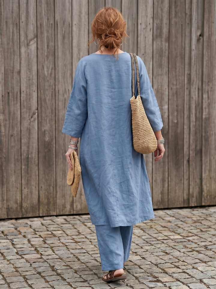 Veronique | Dugačka Tunika i Široke Pantalone Set