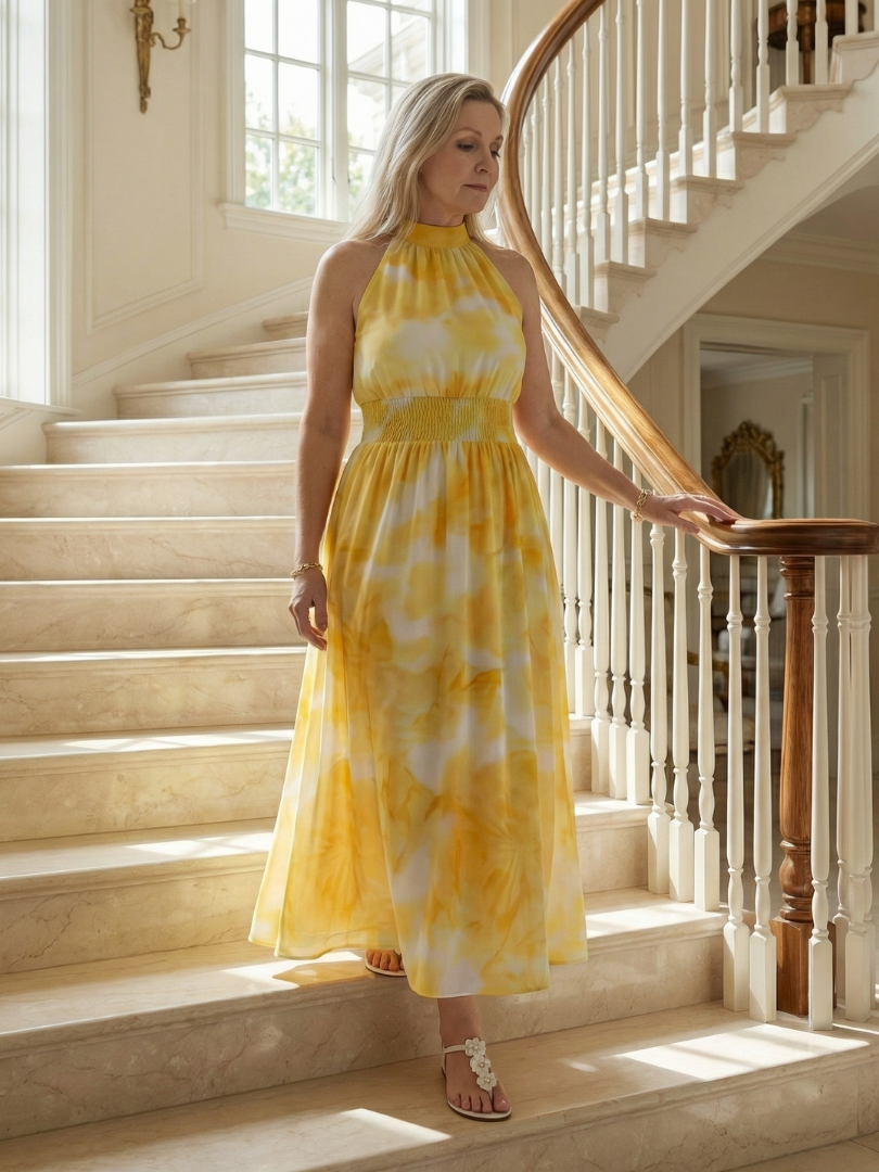 Lilette | Midi halter haljina sa nabranim strukom