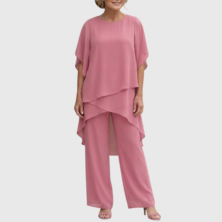 Katell | Odelo sa drapiranim palazzo pantalonama