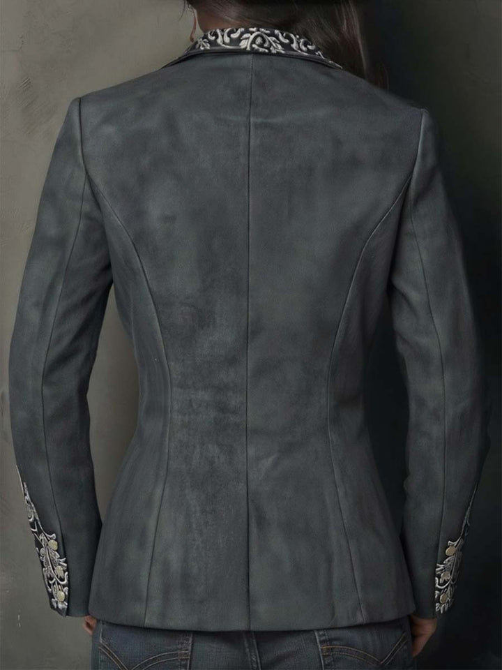 Emilienne Taupe Embossed Cvjetni Ekološki Suede Blazer