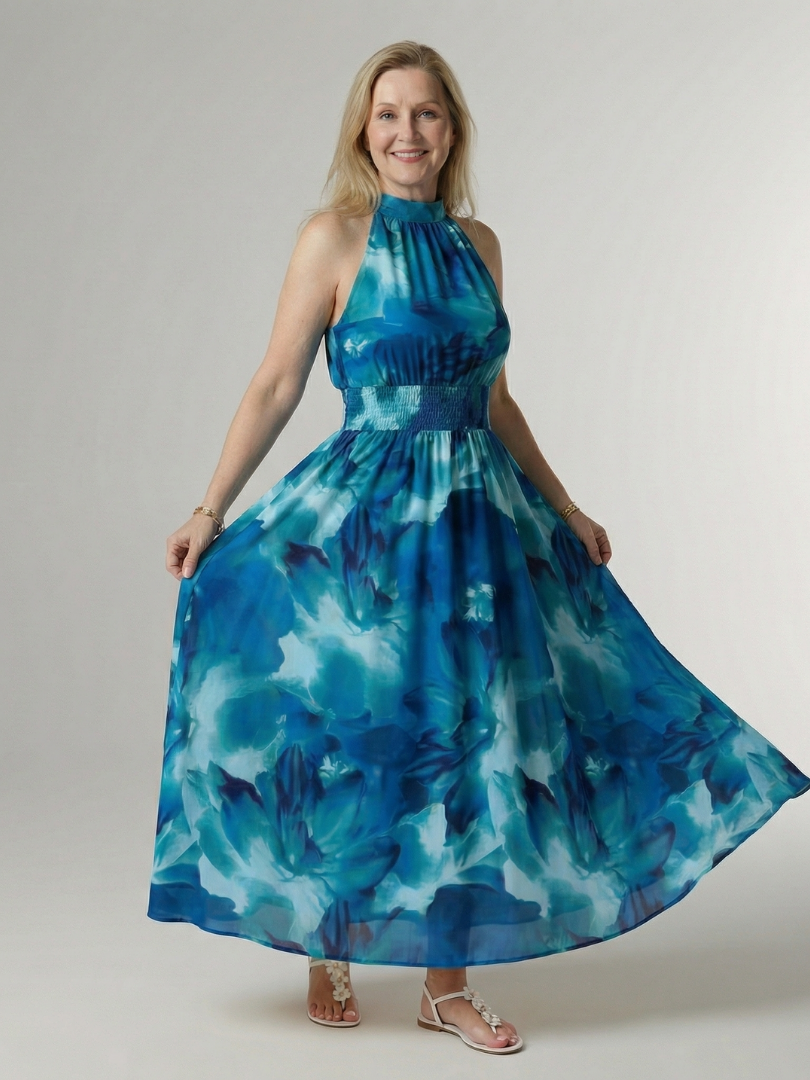 Lilette | Midi halter haljina sa nabranim strukom