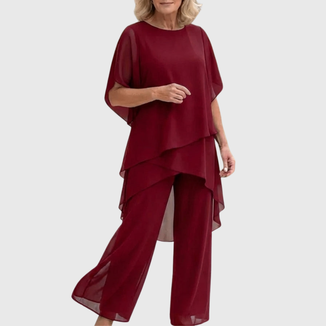 Katell | Odelo sa drapiranim palazzo pantalonama
