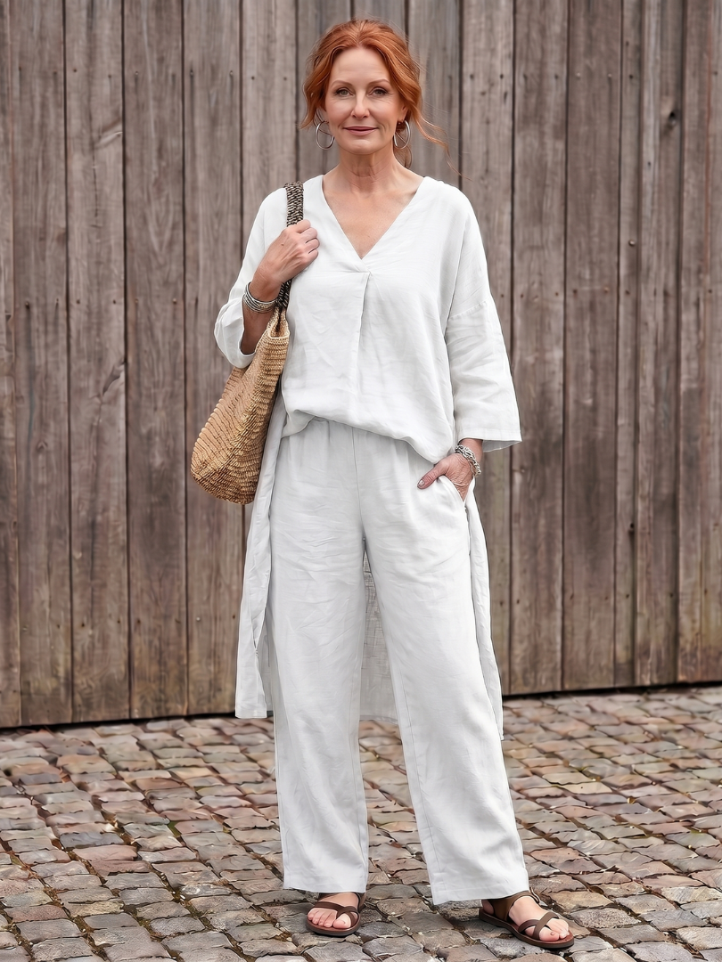 Veronique | Dugačka Tunika i Široke Pantalone Set