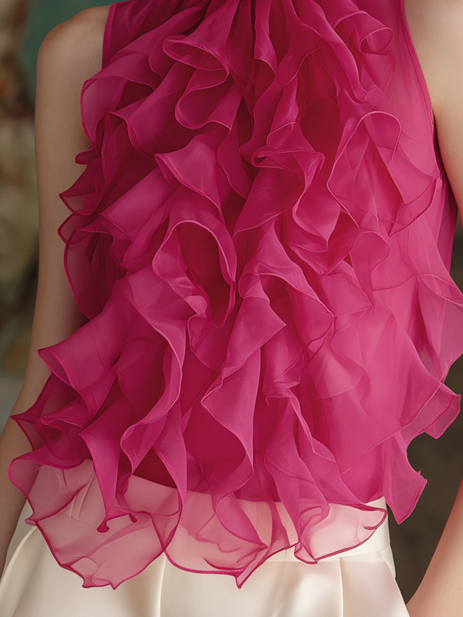 Aurea High-Neck Sleeveless Chiffon Blouse