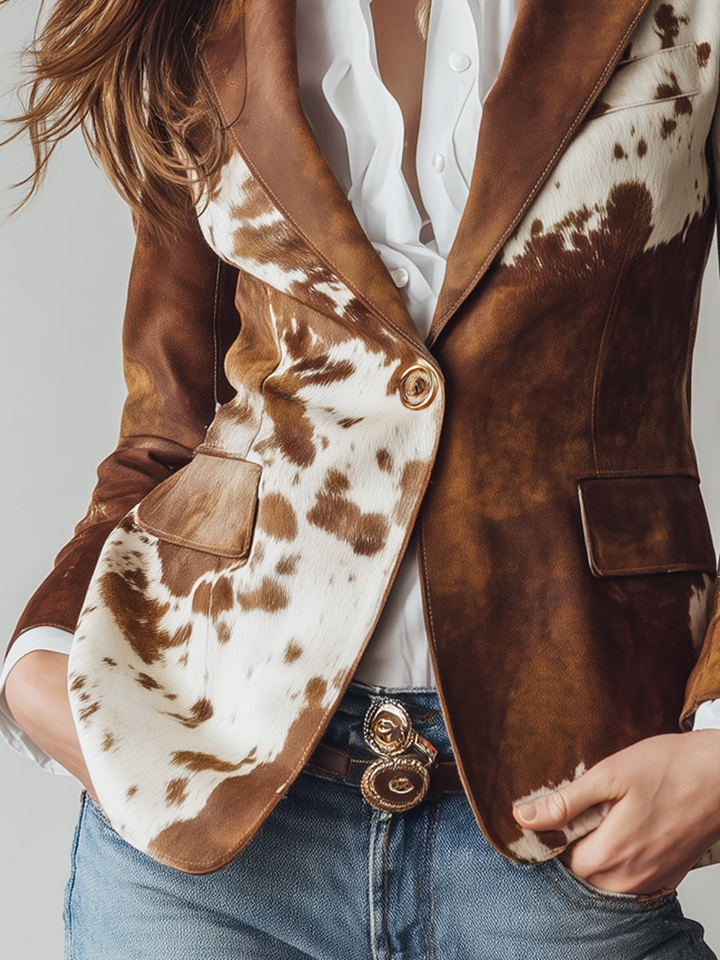 Irene Kožni Print Ekološki Suede Blazer