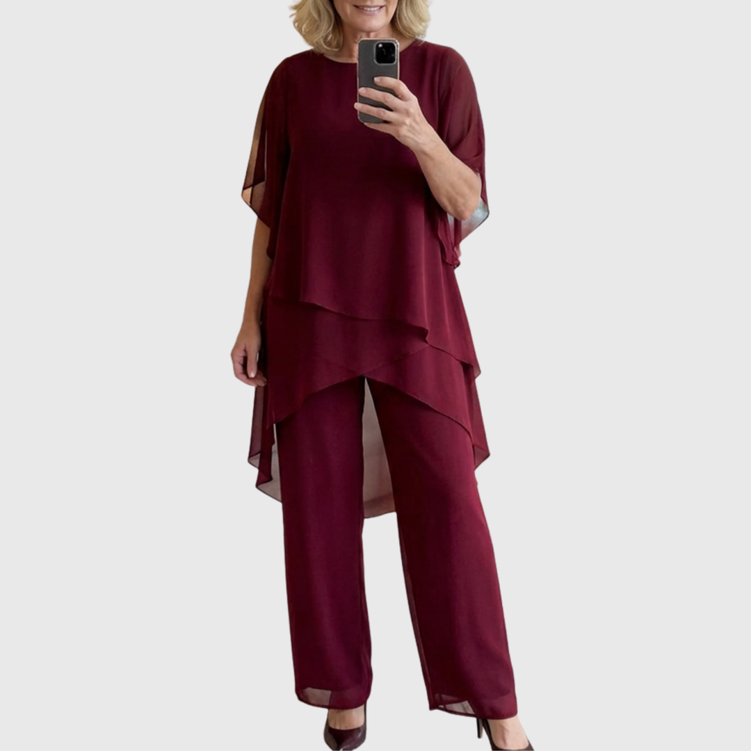Katell | Odelo sa drapiranim palazzo pantalonama