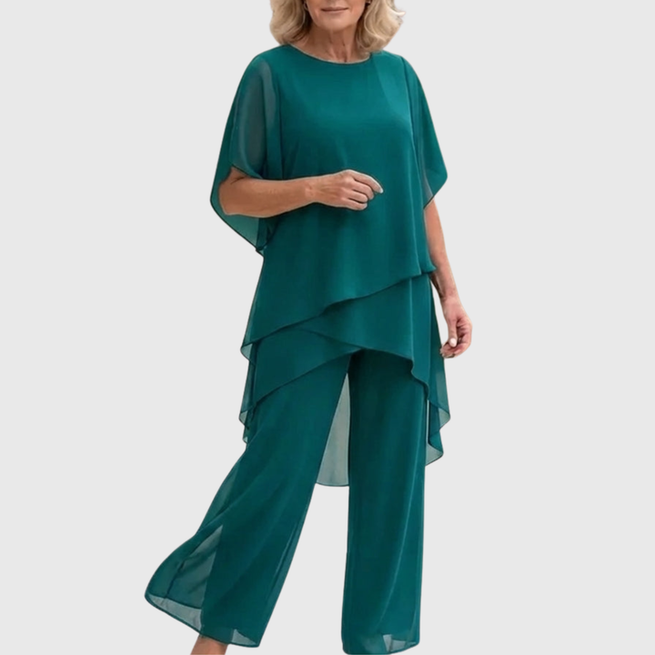 Katell | Odelo sa drapiranim palazzo pantalonama