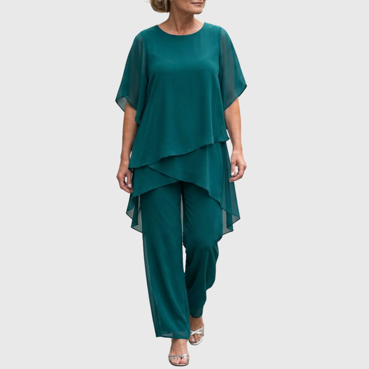 Katell | Odelo sa drapiranim palazzo pantalonama