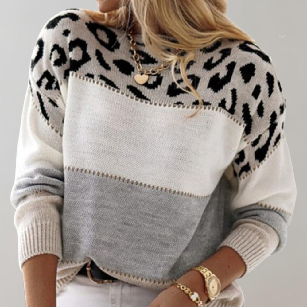 Winnifred | Pletena dukserica sa leopard printom