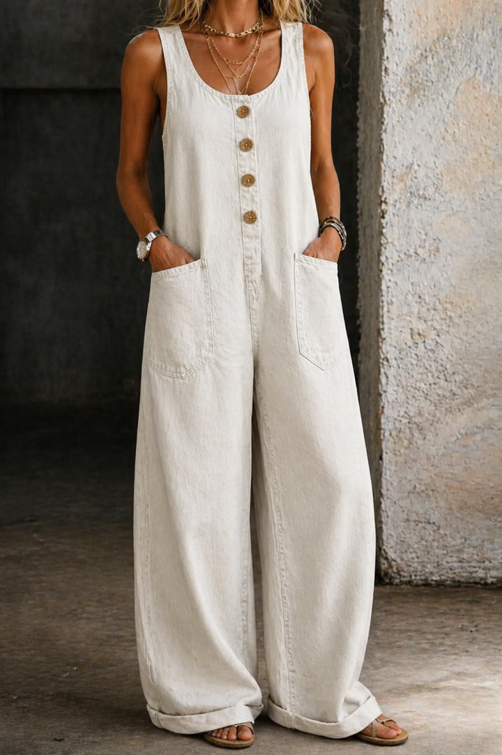 Rosalind | Vintage Pranjen Pamuk Denim Kombinezon