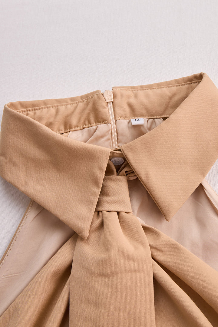 Genevieve Sleeveless Halter Blouse with Neck Tie Detail