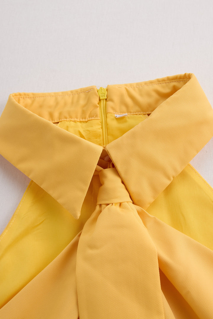 Genevieve Sleeveless Halter Blouse with Neck Tie Detail