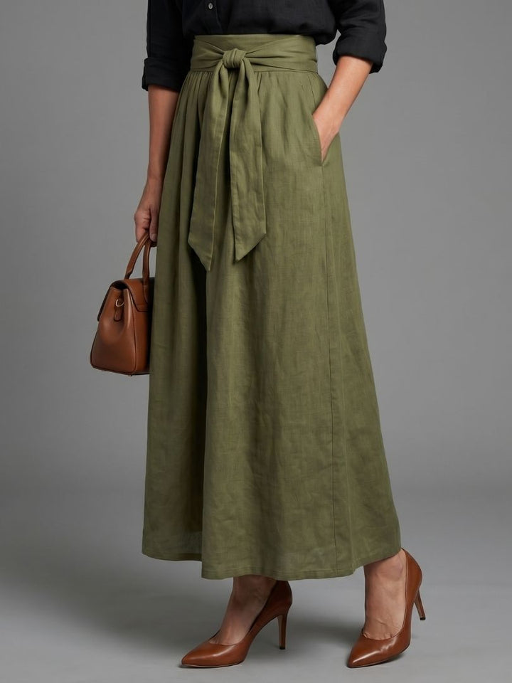 Annick | Dvodelni Set Crna Bluza Maslinasto Zelena Midi Suknja