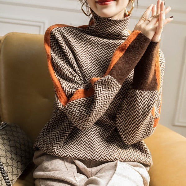 Desiree | Herringbone Luxe Turtleneck
