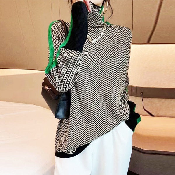 Desiree | Herringbone Luxe Turtleneck