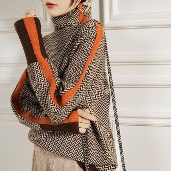 Desiree | Herringbone Luxe Turtleneck