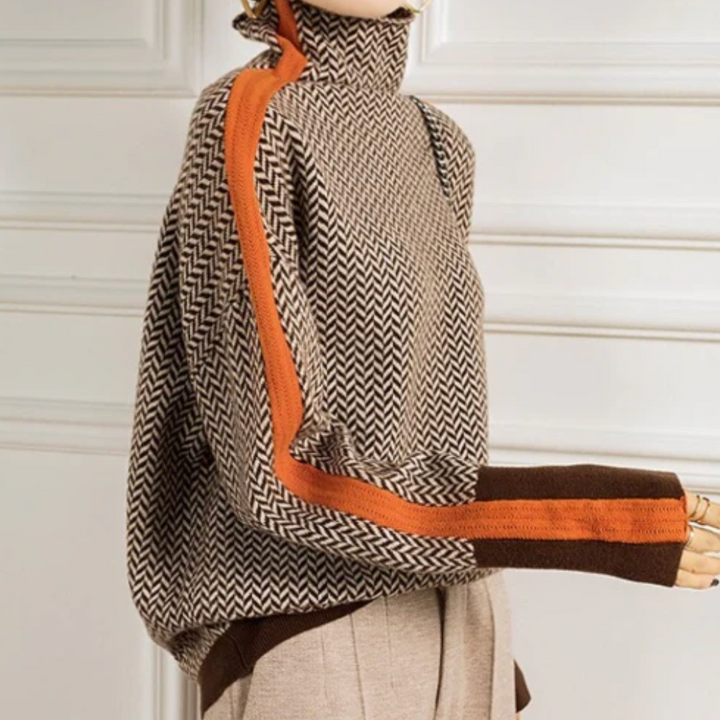 Desiree | Herringbone Luxe Turtleneck