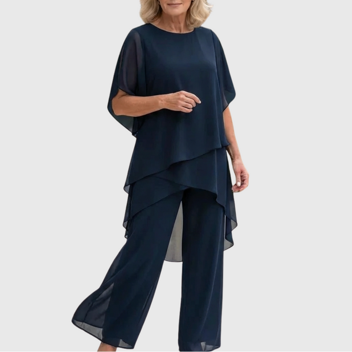 Katell | Odelo sa drapiranim palazzo pantalonama