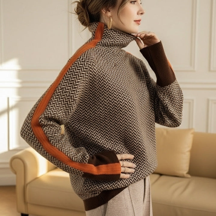 Desiree | Herringbone Luxe Turtleneck