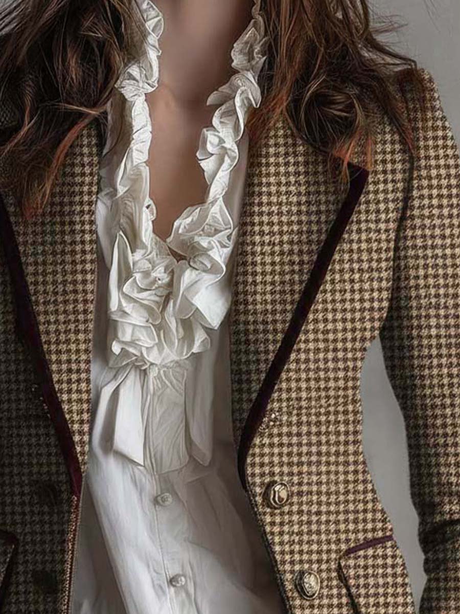 Noelle Houndstooth Tweed Sako